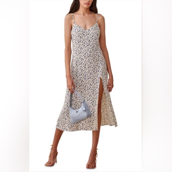 Euc Reformation Sigmund Sleeve Midi Length Light Spring High Slit Dress 6P - Picture 3 of 16